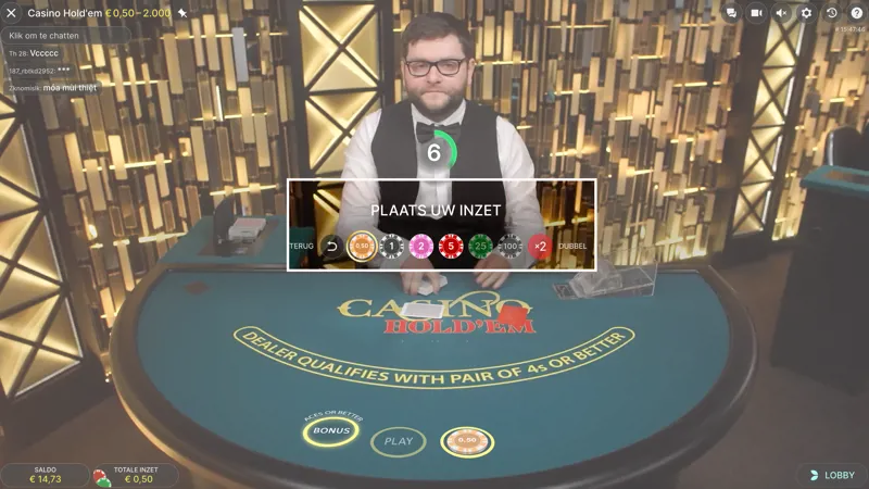 Casino Hold'em Inzetwaarde